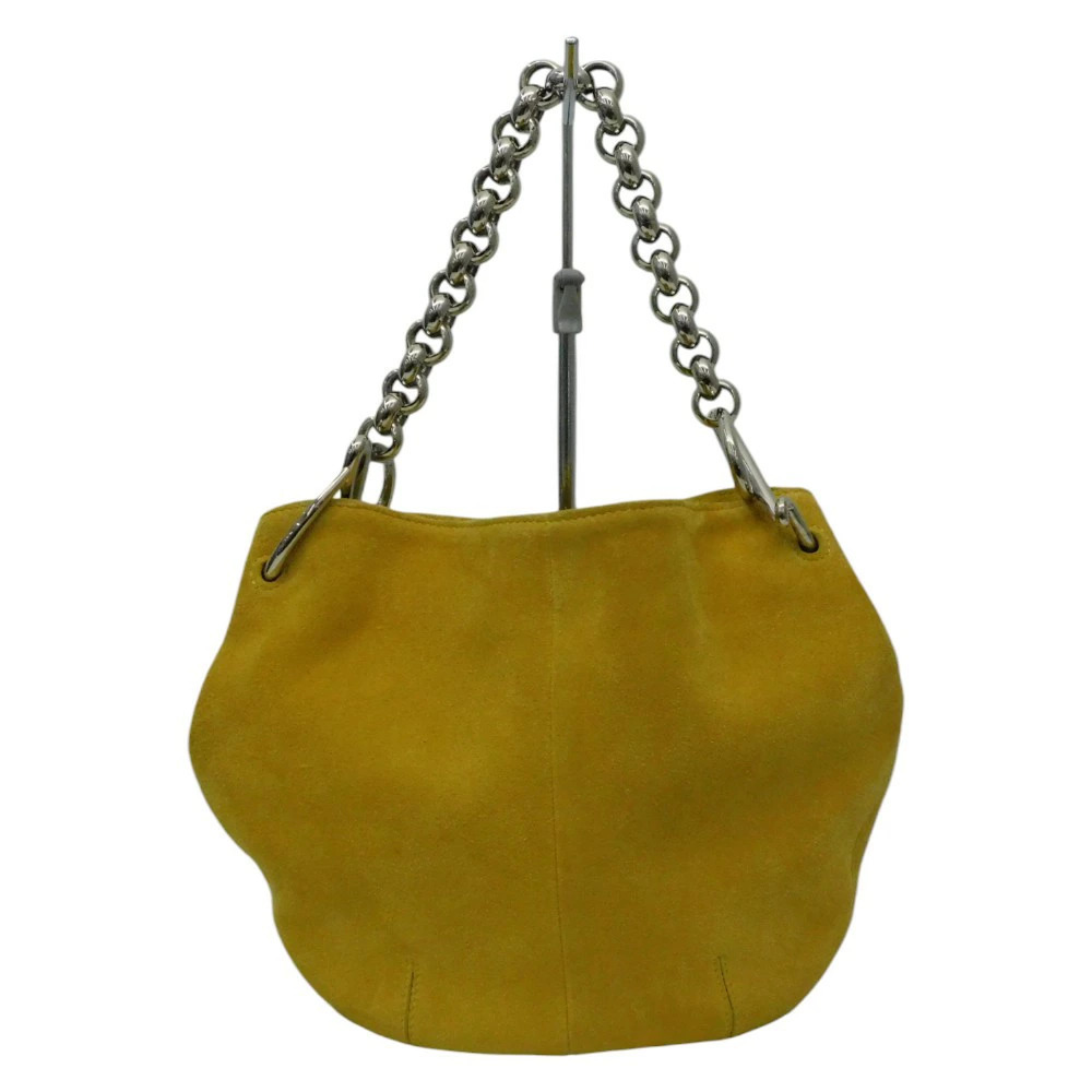LOEWE Suede Chain Bag Handbag Cowhide Leather Yellow